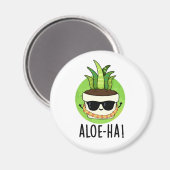 Aloe-ha Funny Hawaiian Plant Pun マグネット (正面/裏面)