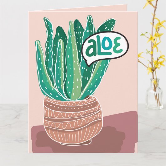 Aloe My Friend Folded Greeting Card カード (黄色い花)