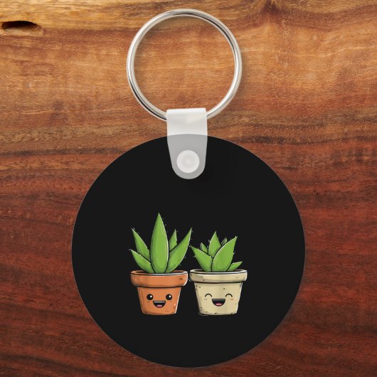 Aloe There Funny Succulent Plant Lover  キーホルダー (正面)