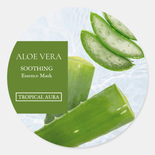 Aloe vera Facial Mask Label ラウンドシール (正面)