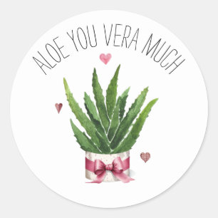 Aloe You Vera Much Pun教室バレンタイン ラウンドシール