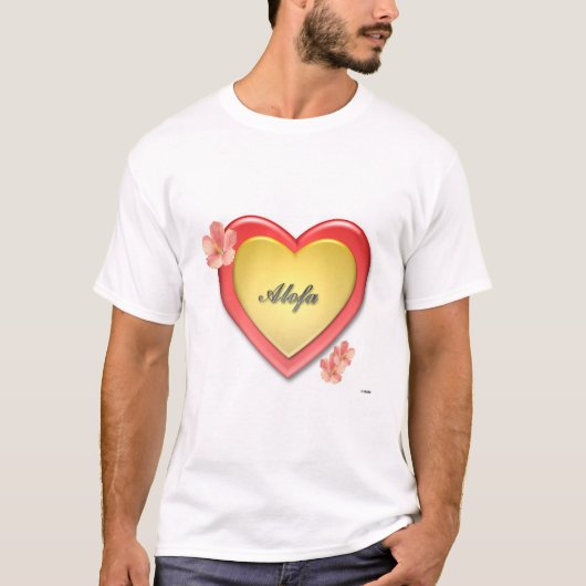 Alofaサモアw/Goldのハート Tシャツ (正面)