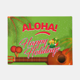 ALOHAハッピーホリデーズウィズウクレレ&パーム ドアマット