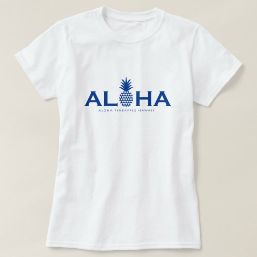 alohaパイナップル ブルーロゴ(heart） tシャツ (デザイン正面)