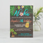 ALOHA バースデー|トロピカル|プールパーティー 招待状 (スタンド正面)