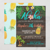 ALOHA バースデー|トロピカル|プールパーティー 招待状 (正面/裏面)