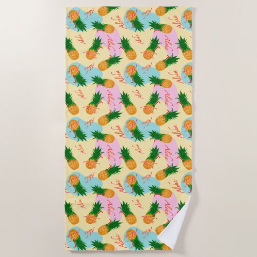 Aloha ananas cocktail ビーチタオル (正面)