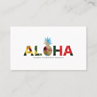 Aloha and pineapple　Hibiscus pictures 名刺