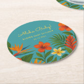 Aloha Baby! Chic Tropical Baby Shower ラウンドペーパーコースター (アングル)