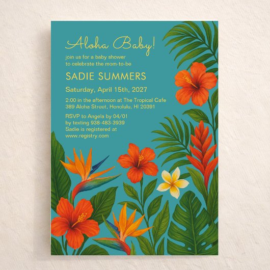 Aloha Baby! Chic Tropical Baby Shower 招待状