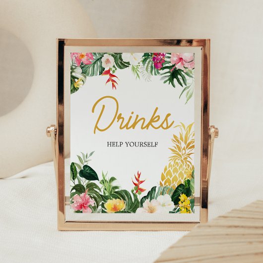 Aloha Baby Pineapple Baby Shower Drinks Sign ポスター