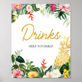 Aloha Baby Pineapple Baby Shower Drinks Sign ポスター (正面)