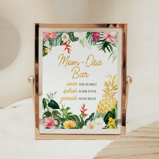 Aloha Baby Pineapple Baby Shower Mom Osa Bar Sign ポスター