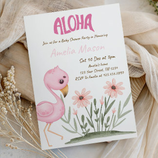 Aloha Baby Shower Party--Tropical Luau Baby Shower 招待状