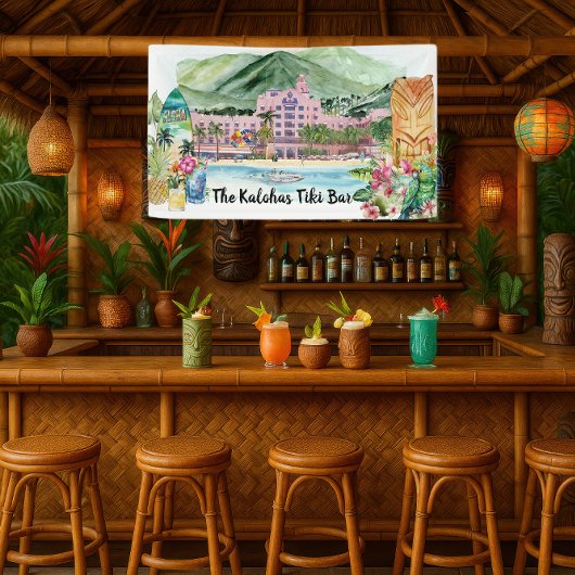 Aloha Beach | Personalized Tiki Bar Luau Party  横断幕