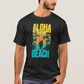 Aloha Beach Summer Sunset Surfer Silhouette Men Wo Tシャツ (正面)