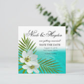 Aloha Beach Tropical Flowers Save the Date 招待状 (スタンド正面)