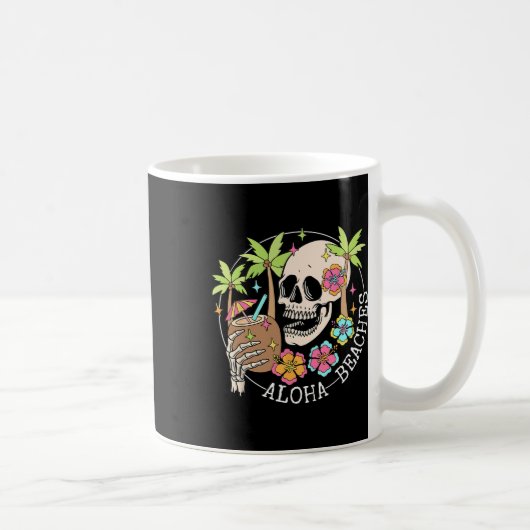 Aloha Beachs Skeleton Summer Vacation Hawaii Famil コーヒーマグカップ (右)