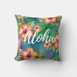Aloha beautiful hibiscus flower pattern Hawaii クッション