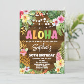 Aloha Birthday Invitation template Hawaiian Birthd 招待状 (スタンド正面)