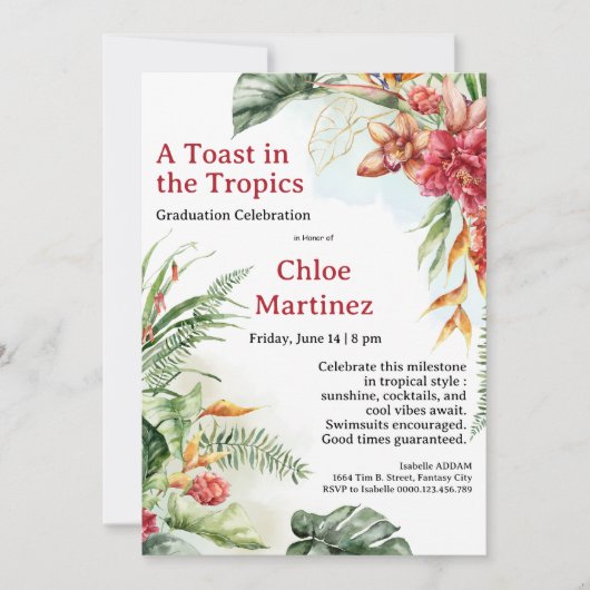 Aloha Diploma! Tropical Graduation Pool Party  招待状 (正面)