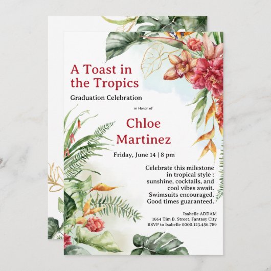 Aloha Diploma! Tropical Graduation Pool Party  招待状 (正面/裏面)