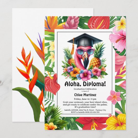 Aloha Diploma! Tropical Graduation Pool Party  招待状 (正面/裏面)