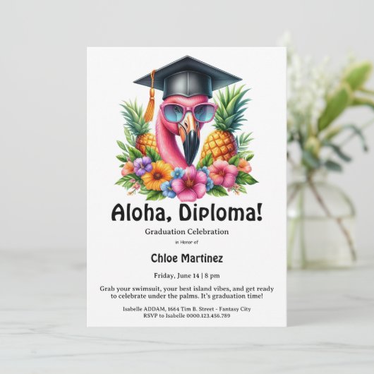 Aloha Diploma Tropical Graduation Pool Party  招待状 (スタンド正面)
