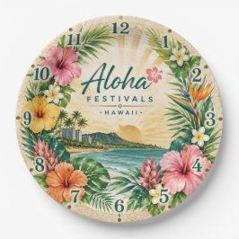 Aloha Festivals Hawaii Tropical Beach Floral ペーパープレート