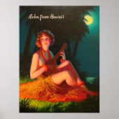 Aloha Girl with Ukulele (カスタマイズ可能な文字) ポスター (正面)