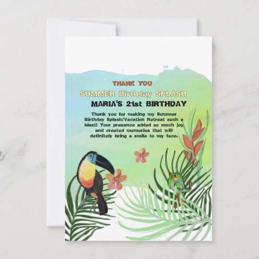 ALOHA HAWAIIパーソナライズされたカードをありがとう サンキューカード (裏面)