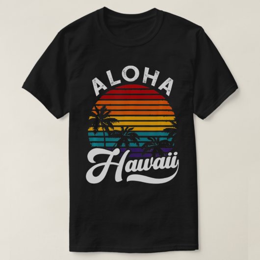 Aloha Hawaii design Retro Vintage Sunset Tシャツ (デザイン正面)