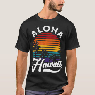 Aloha Hawaii design Retro Vintage Sunset Tシャツ