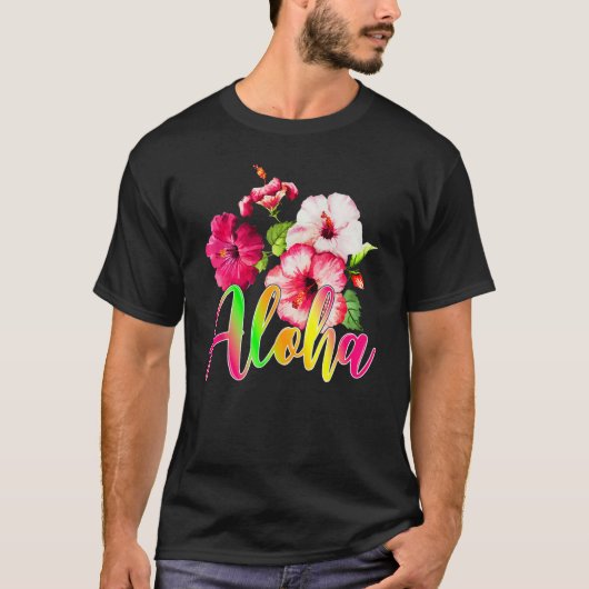 Aloha Hawaii Flower Summer Family Vacation hibiscu Tシャツ (正面)