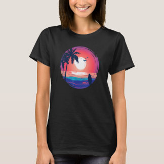Aloha Hawaii Hawaiian Island Palm Beach Surfboard  Tシャツ
