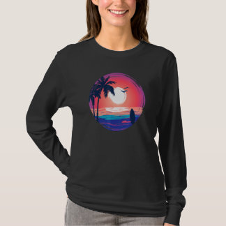 Aloha Hawaii Hawaiian Island Palm Beach Surfboard  Tシャツ