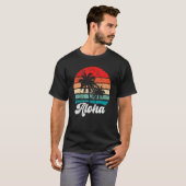 Aloha Hawaii Hawaiian Island Palm Tree Beach Retro Tシャツ (正面フル)