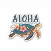 Aloha Hawaii Hawaiian-Shirt Turtle Hibiscus Kids G シール (正面)