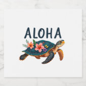 Aloha Hawaii Hawaiian-Shirt Turtle Hibiscus Kids G スパークリングワインラベル (シングルラベル)