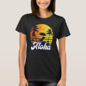 Aloha Hawaii Hawaiian Sunset Beach Retro Tシャツ (正面)