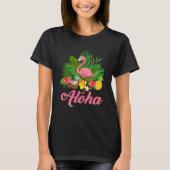 Aloha Hawaii Hawaiian Tropical Flamingo Summer Vac Tシャツ (正面)