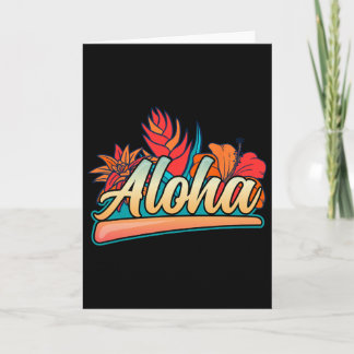 Aloha Hawaii Holiday Surfing Beach Tropical Hibisc カード