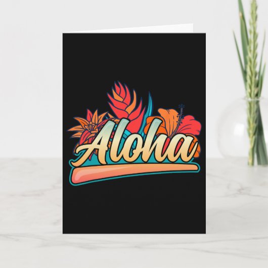 Aloha Hawaii Holiday Surfing Beach Tropical Hibisc カード (正面)