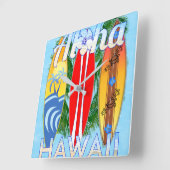 Aloha Hawaii Surfboards スクエア壁時計 (傾斜)