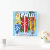 Aloha Hawaii Surfboards スクエア壁時計 (ホーム)