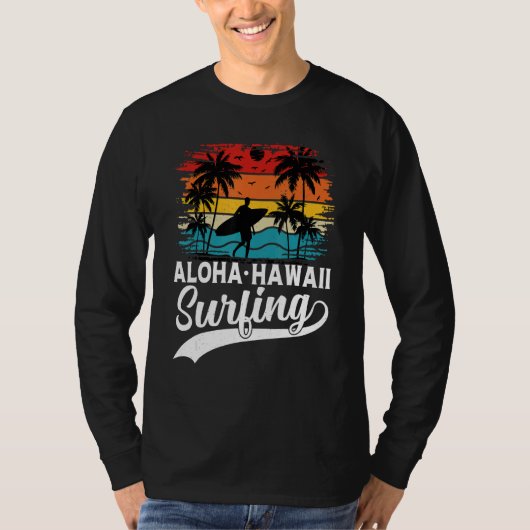Aloha Hawaii Surfing Summer Vacation Beach Wave Su Tシャツ (正面)