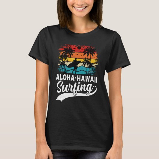 Aloha Hawaii Surfing Summer Vacation Beach Wave Su Tシャツ (正面)