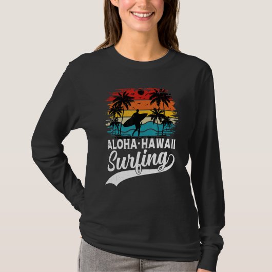 Aloha Hawaii Surfing Summer Vacation Beach Wave Su Tシャツ (正面)