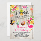 Aloha, hawaiian birthday party invite. 招待状 (正面/裏面)