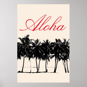 Aloha Hawaiian Palm Trees Tropics Travel Poster ポスター